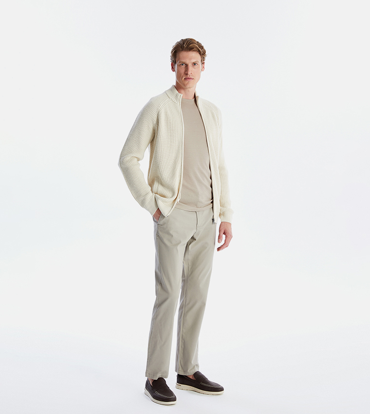 Solid Mid Rise Slim Fit Trousers