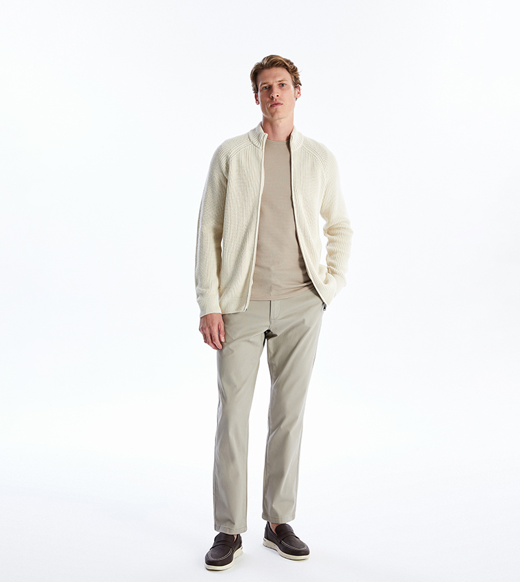 Solid Mid Rise Slim Fit Trousers