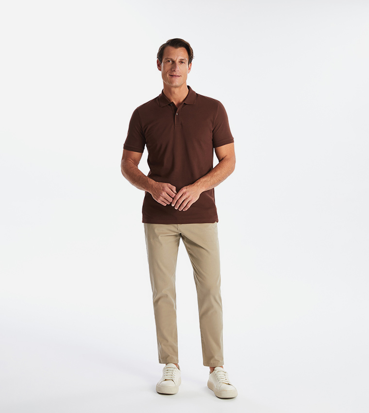 Solid Mid Rise Slim Fit Trousers