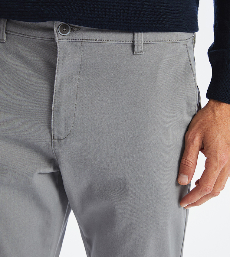 Solid Mid Rise Slim Fit Chinos