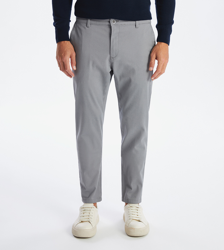 Solid Mid Rise Slim Fit Chinos