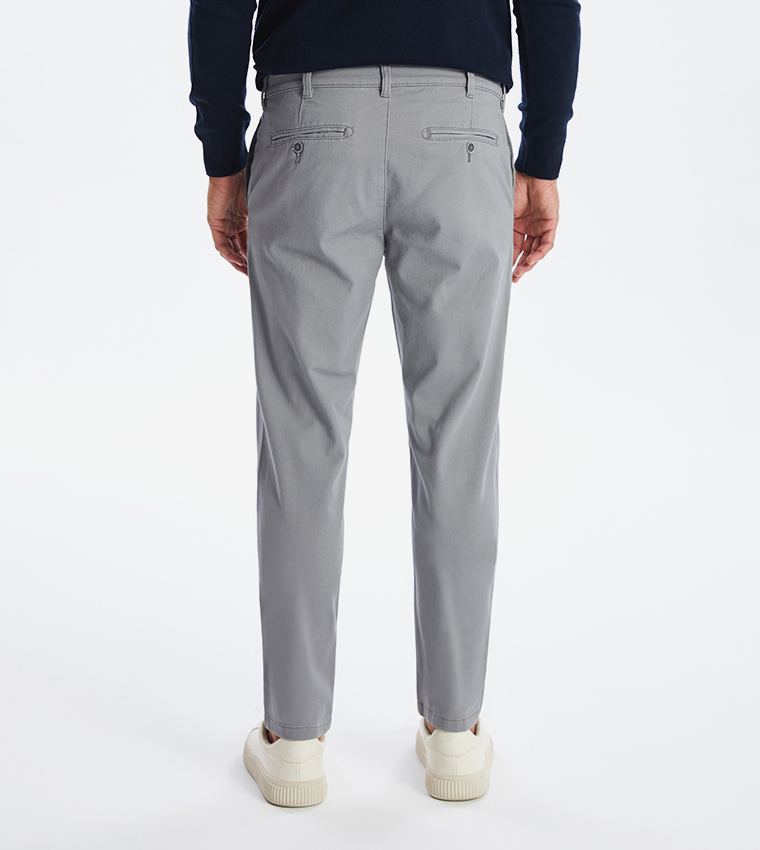 Solid Mid Rise Slim Fit Chinos