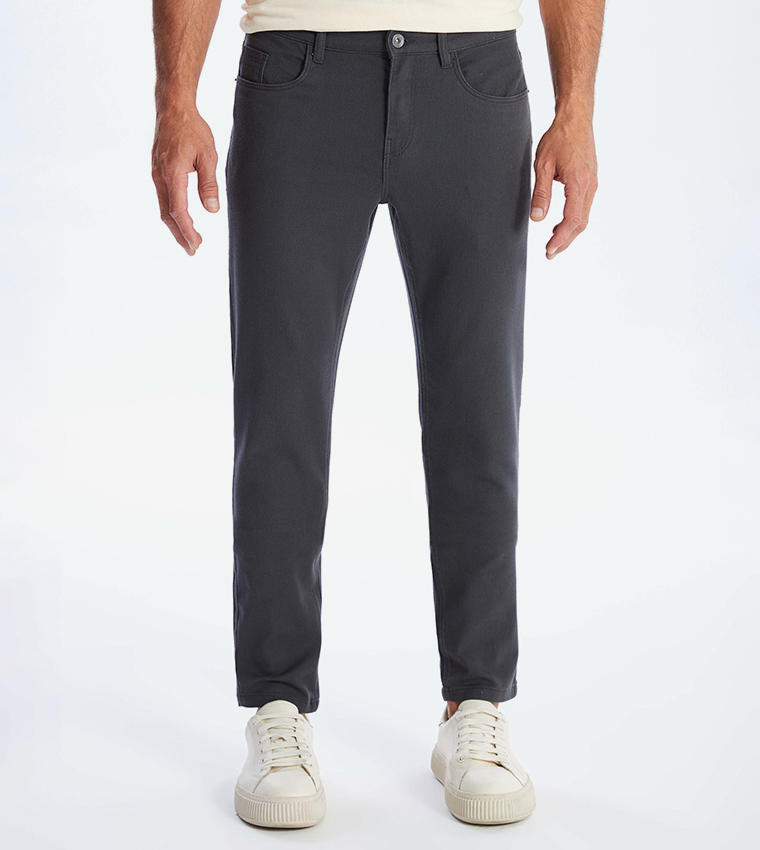 Solid Mid Rise Slim Fit Chinos