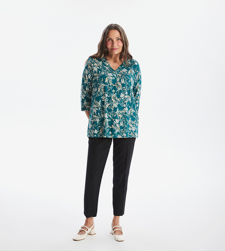 Floral V-Neck Long Sleeves Top