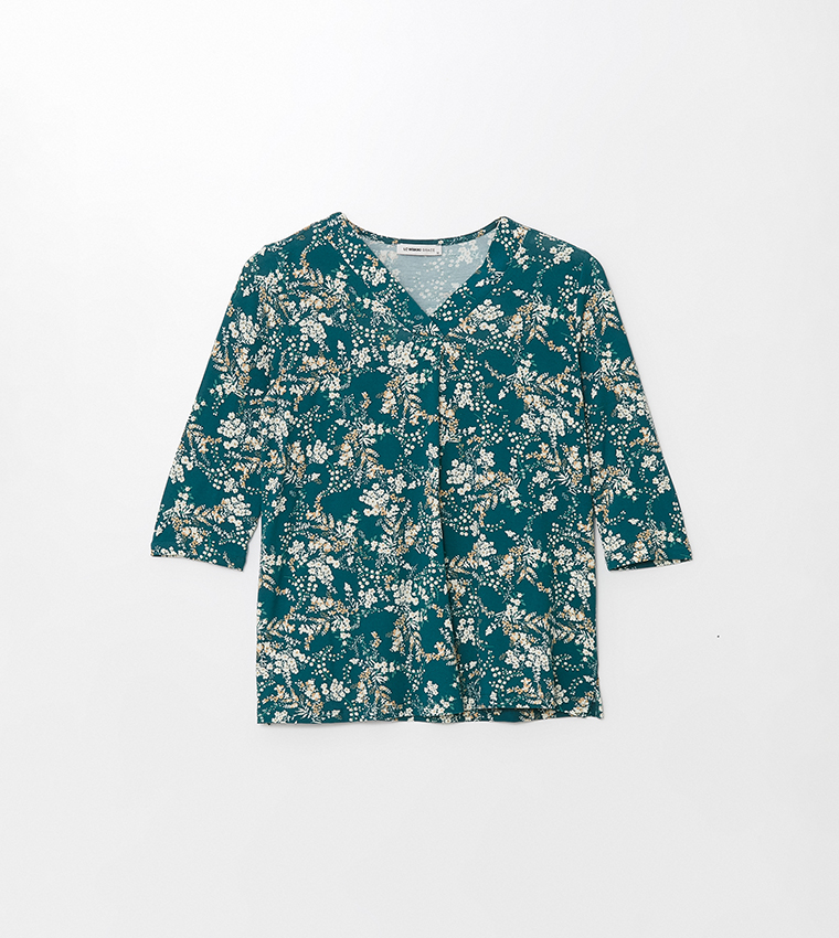 Floral V-Neck Long Sleeves Top