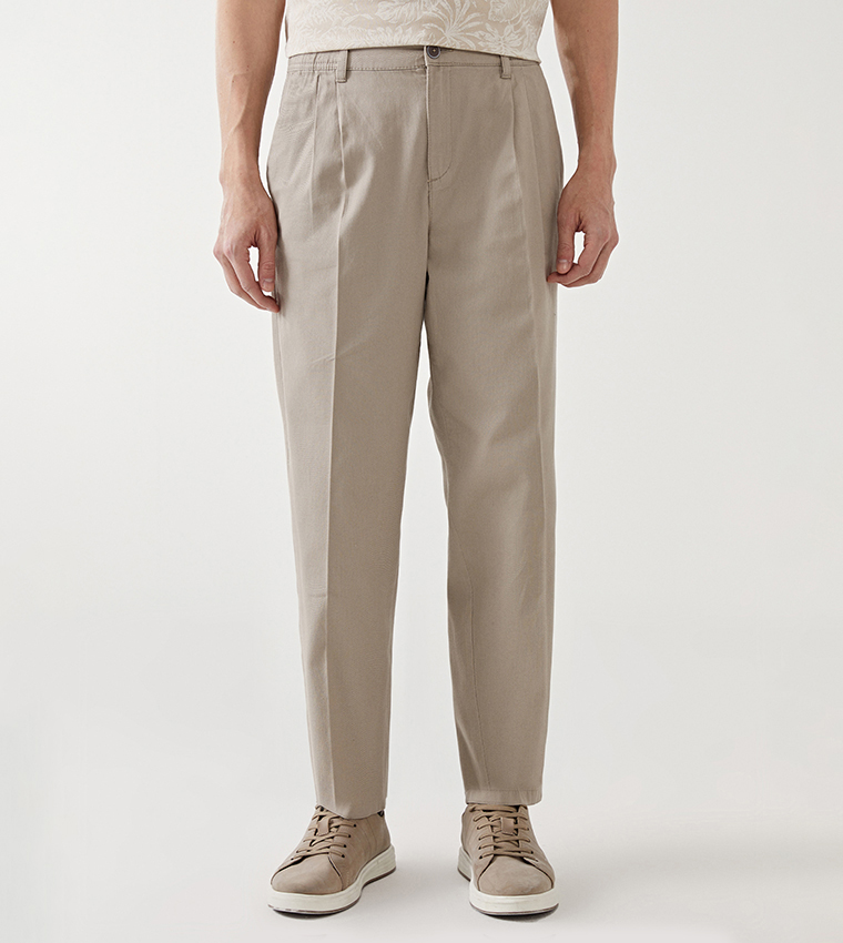 Solid Straight Fit Chino Trousers