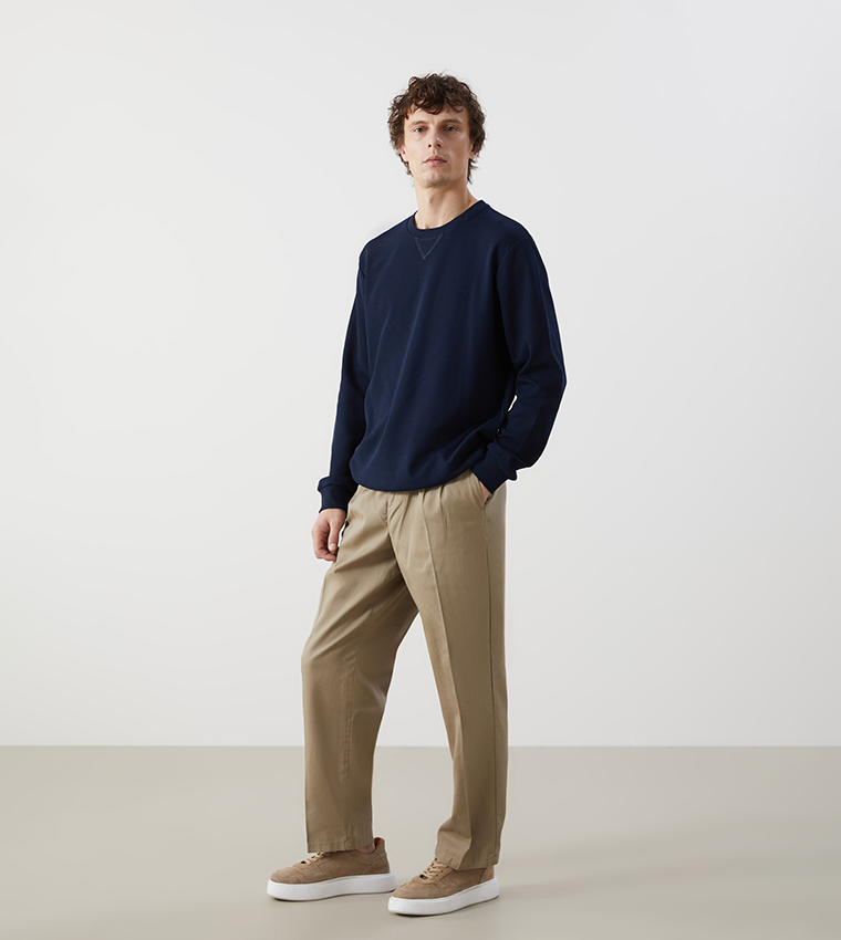 Solid Straight Fit Chino Trousers