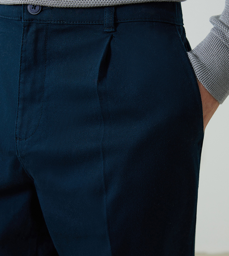 Standard Fit Gabardine Pleated Chinos