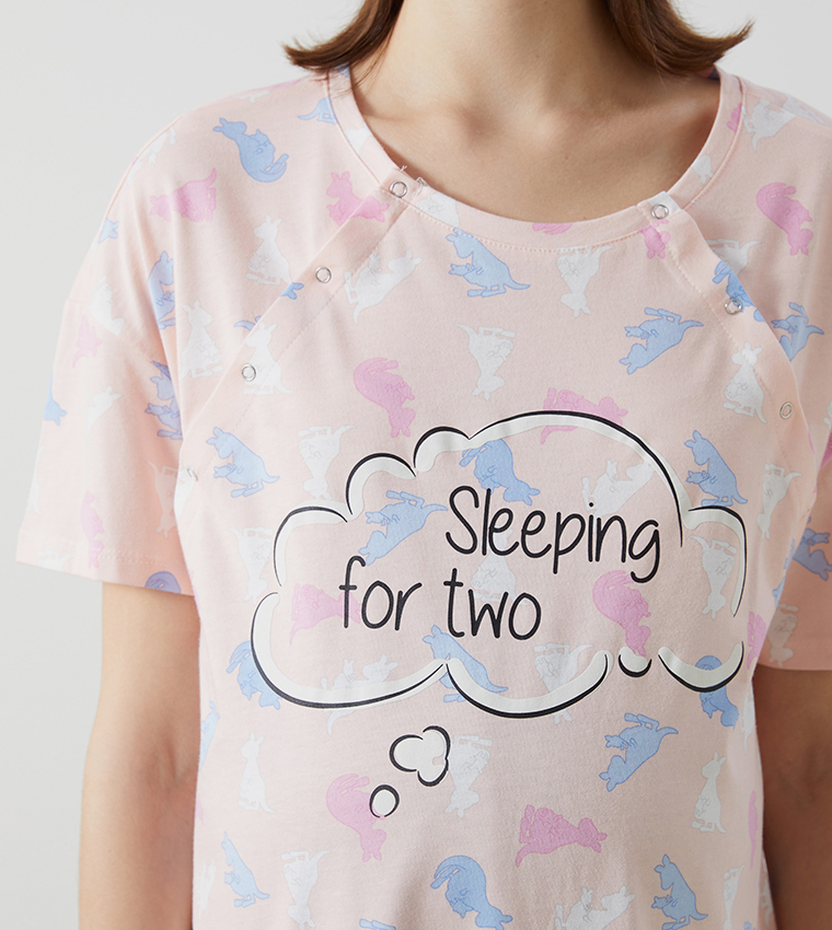 Maternity Printed Short Sleeves Nightdress