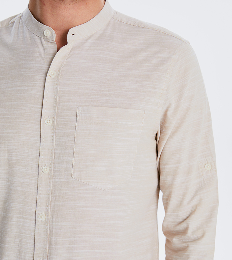 Textured Stand Collar Shirt