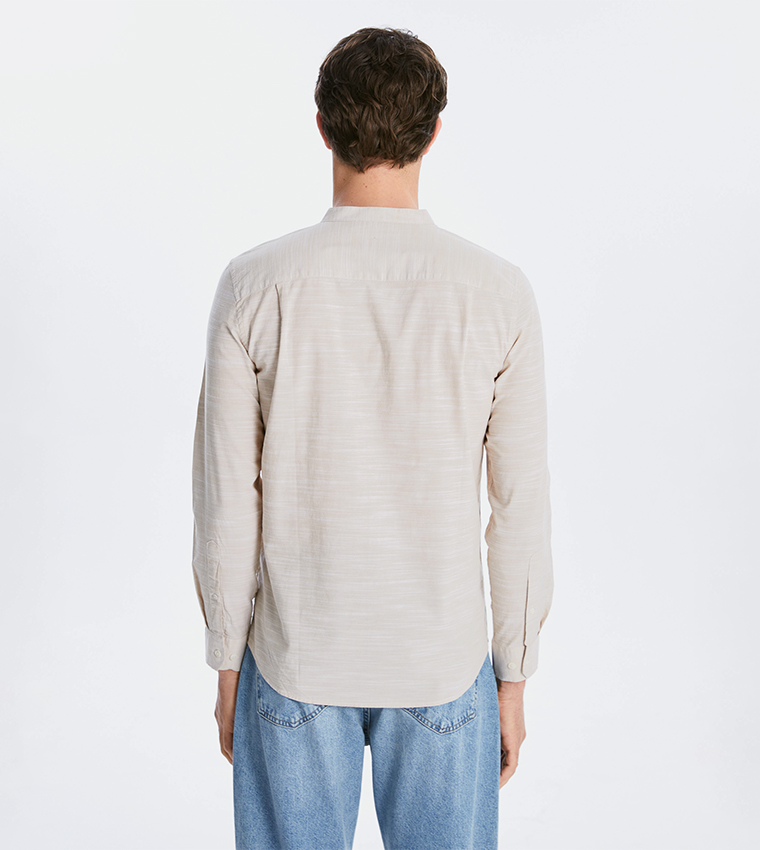 Textured Stand Collar Shirt