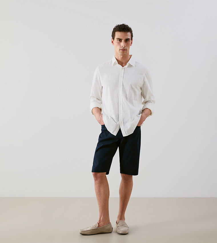 Solid Slim Fit Chino Shorts