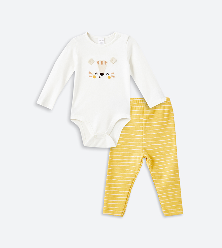 Printed Long Sleeves Bodysuit and Leggings Set