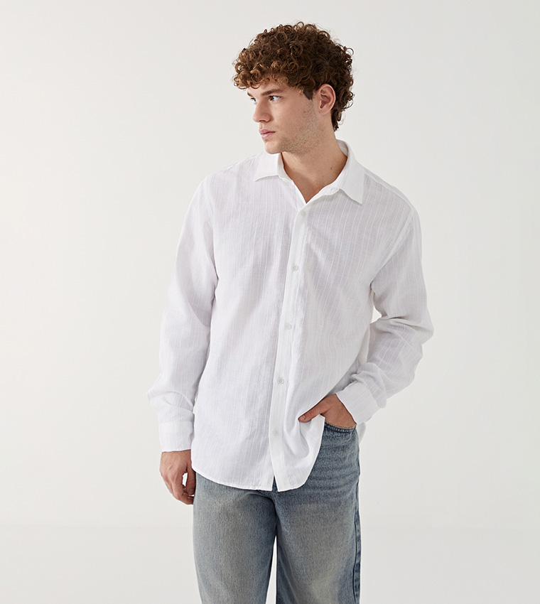 Self Patterned Long Sleeves Shirt