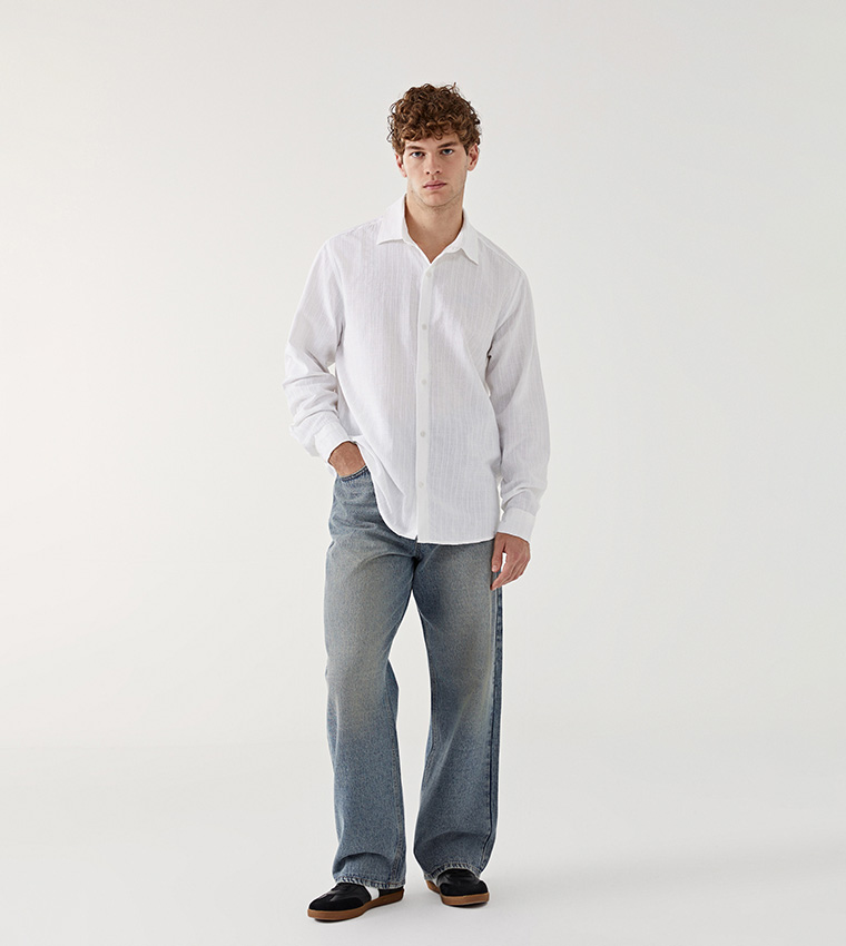 Self Patterned Long Sleeves Shirt