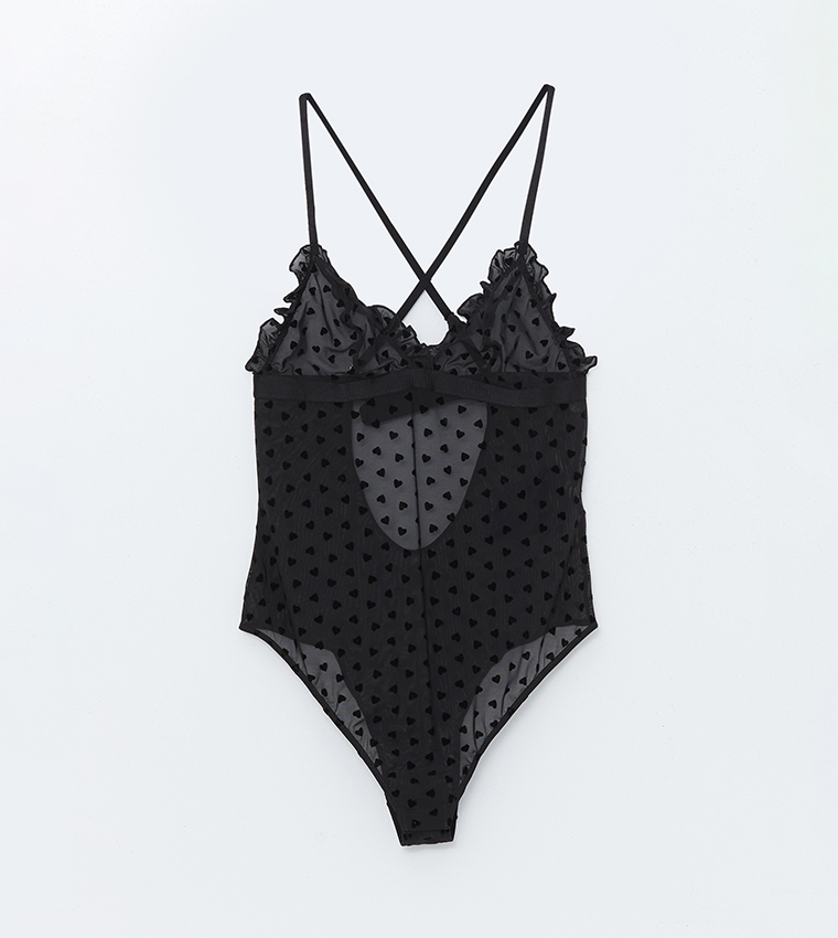 Patterned V-Neck Strappy Bodysuit