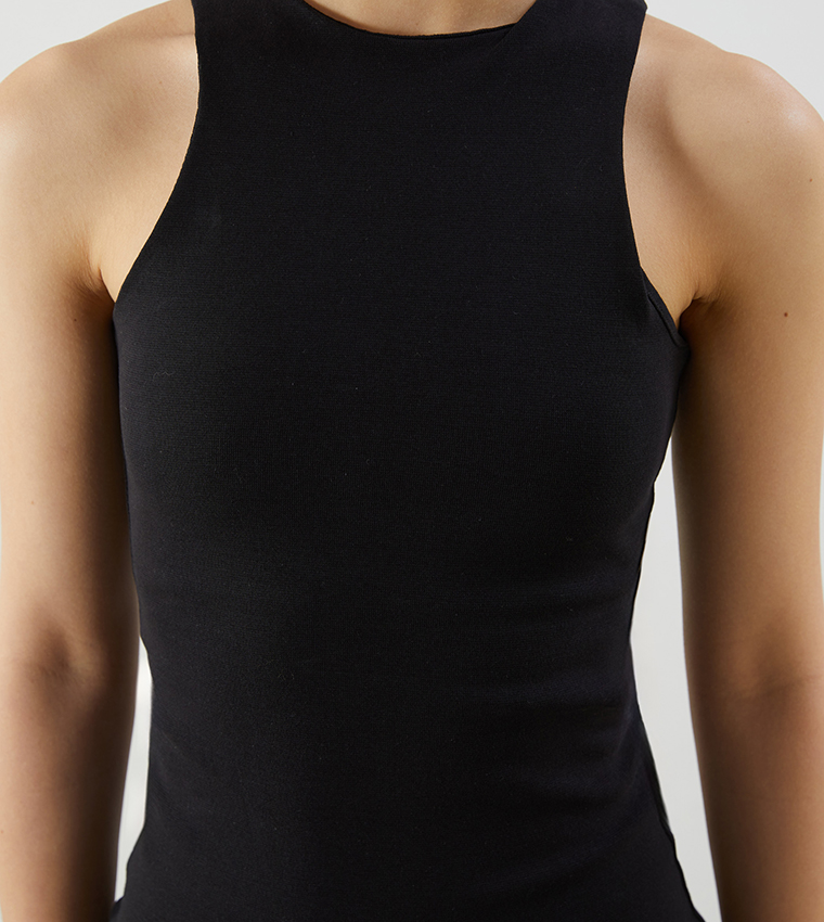 Solid Split Tank Dress