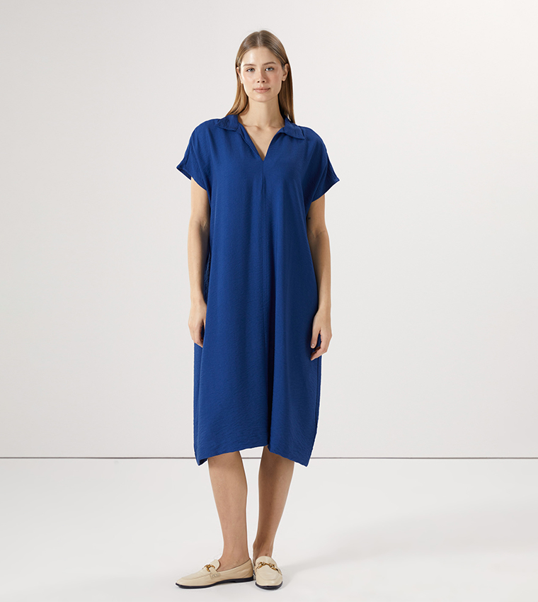Solid Short Sleeves Shirt Dress