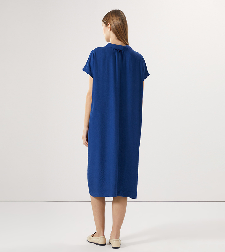 Solid Short Sleeves Shirt Dress
