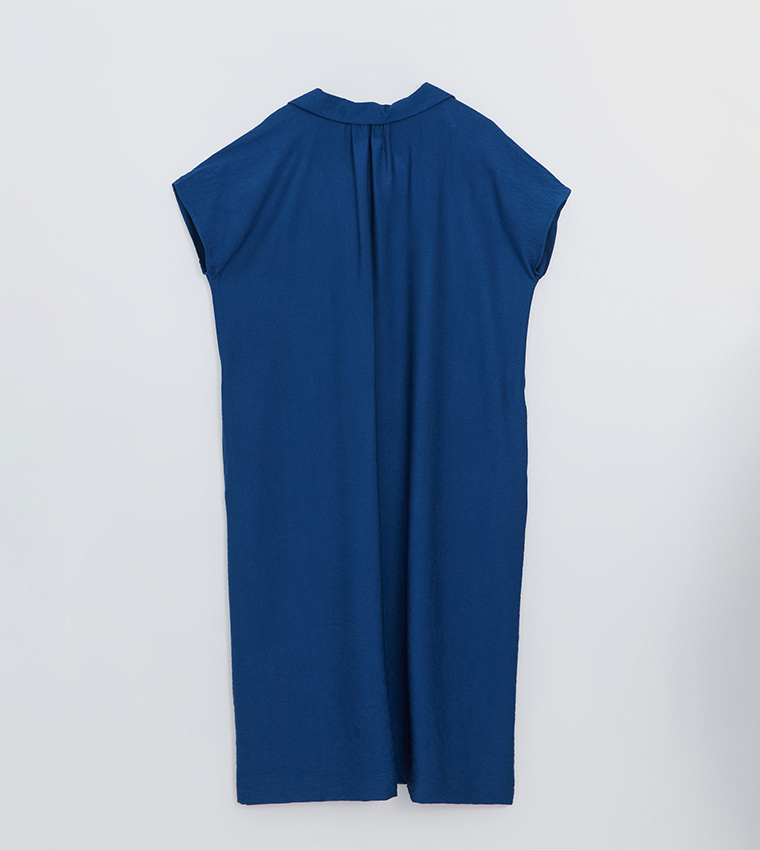 Solid Short Sleeves Shirt Dress