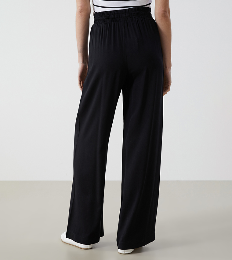 Drawstring Waist Wide Leg Trousers