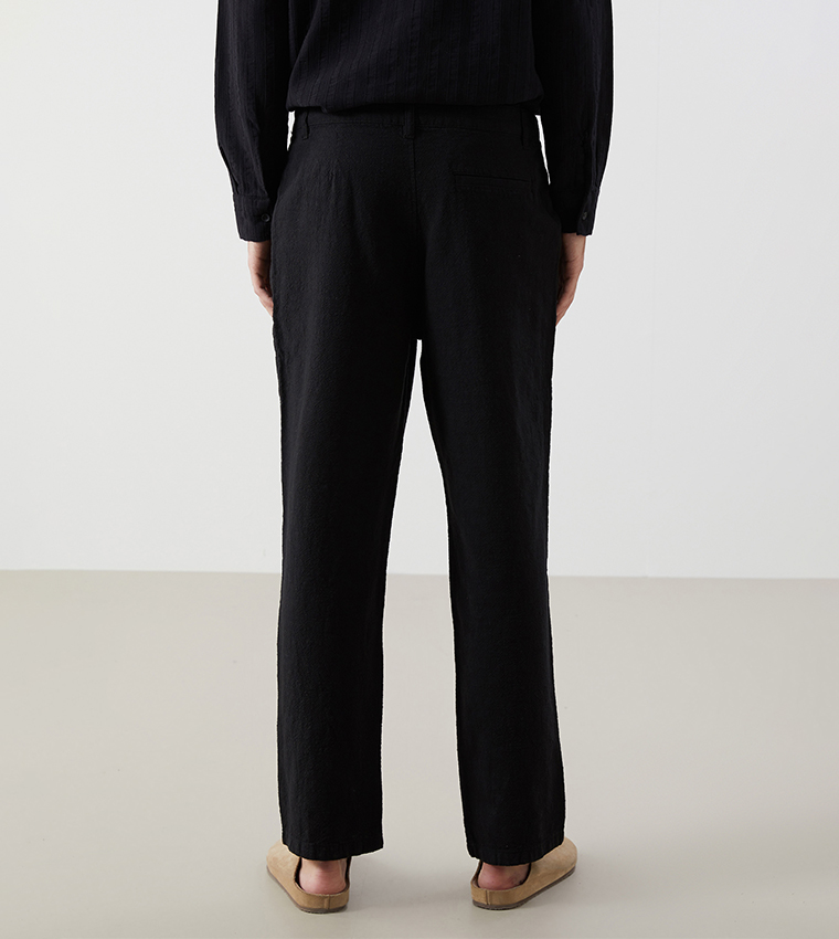 Textured Straight Fit Trousers