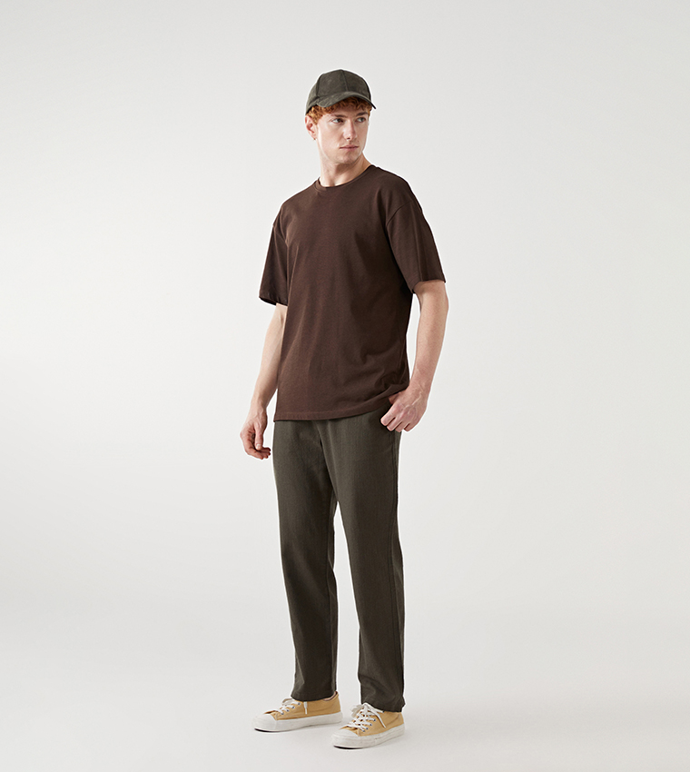Solid Straight Fit Trousers