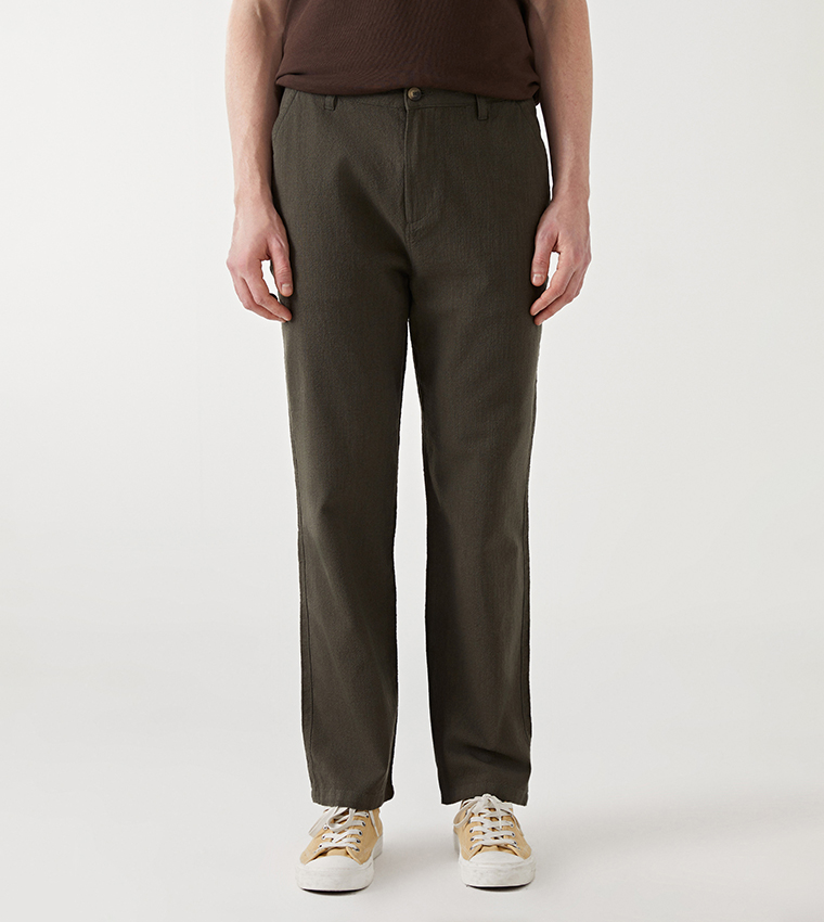 Solid Straight Fit Trousers