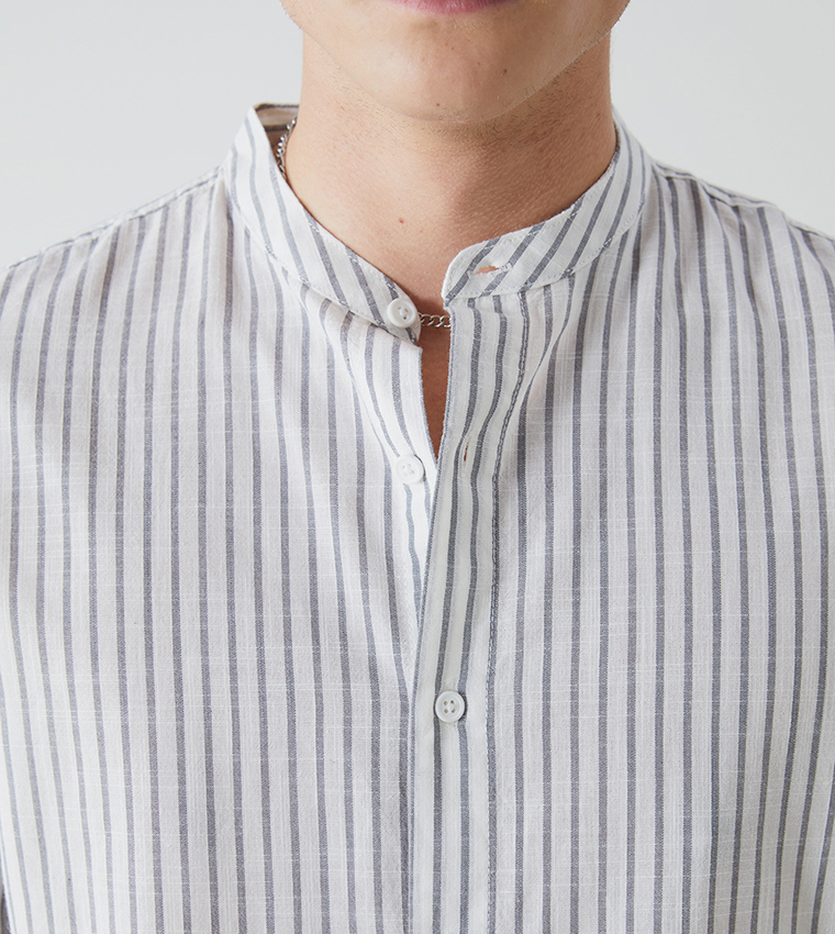 Striped Long Sleeves Regular Fit Poplin Shirt