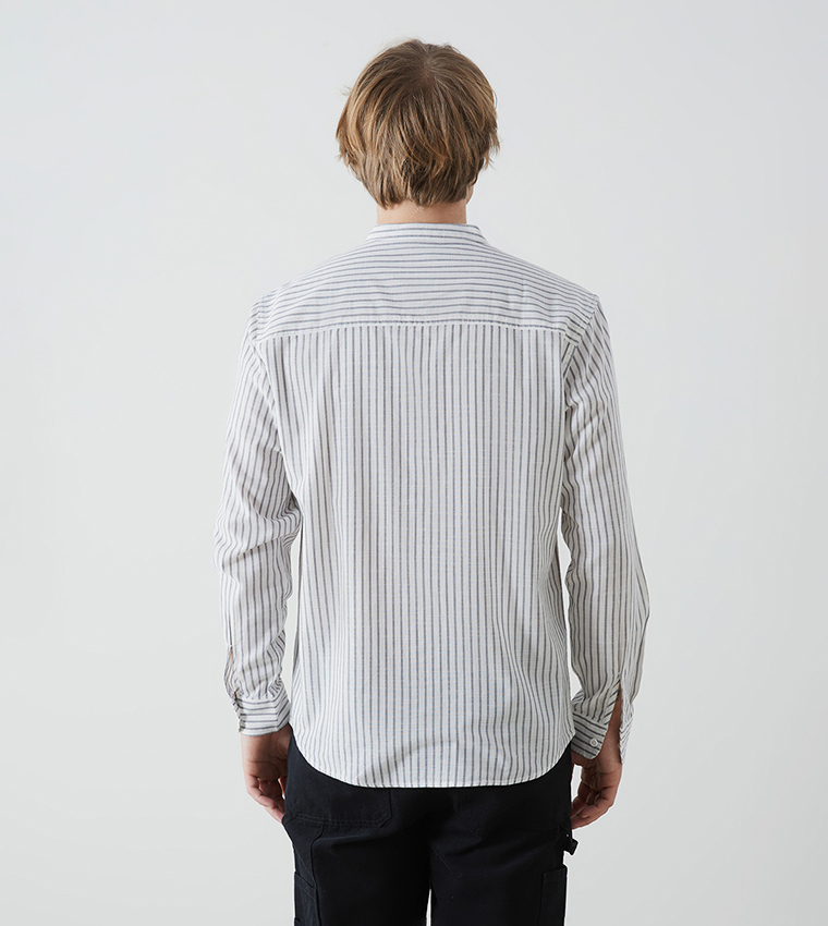 Striped Long Sleeves Regular Fit Poplin Shirt