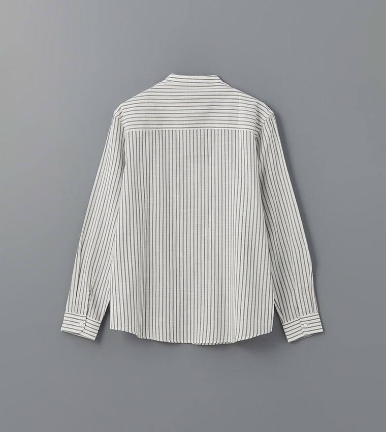 Striped Long Sleeves Regular Fit Poplin Shirt