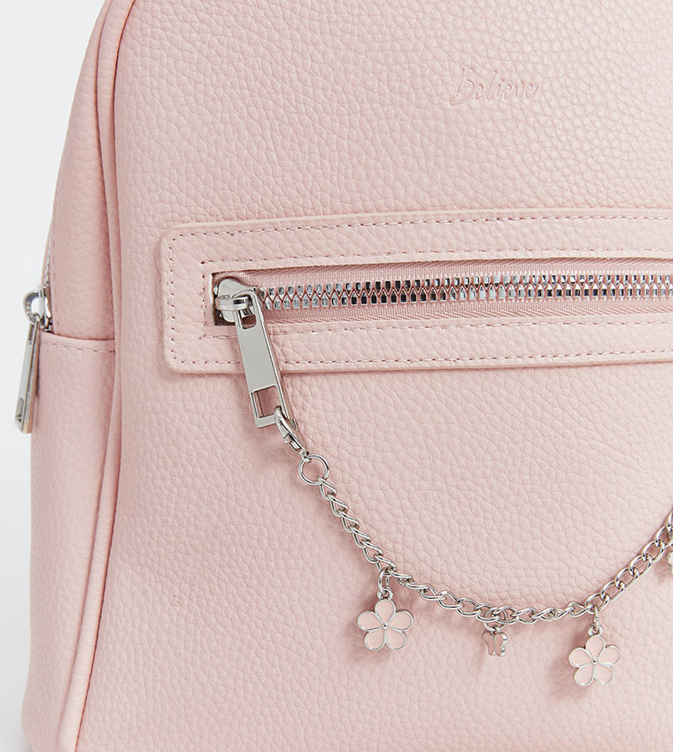 Textured Chain Detail Backpack