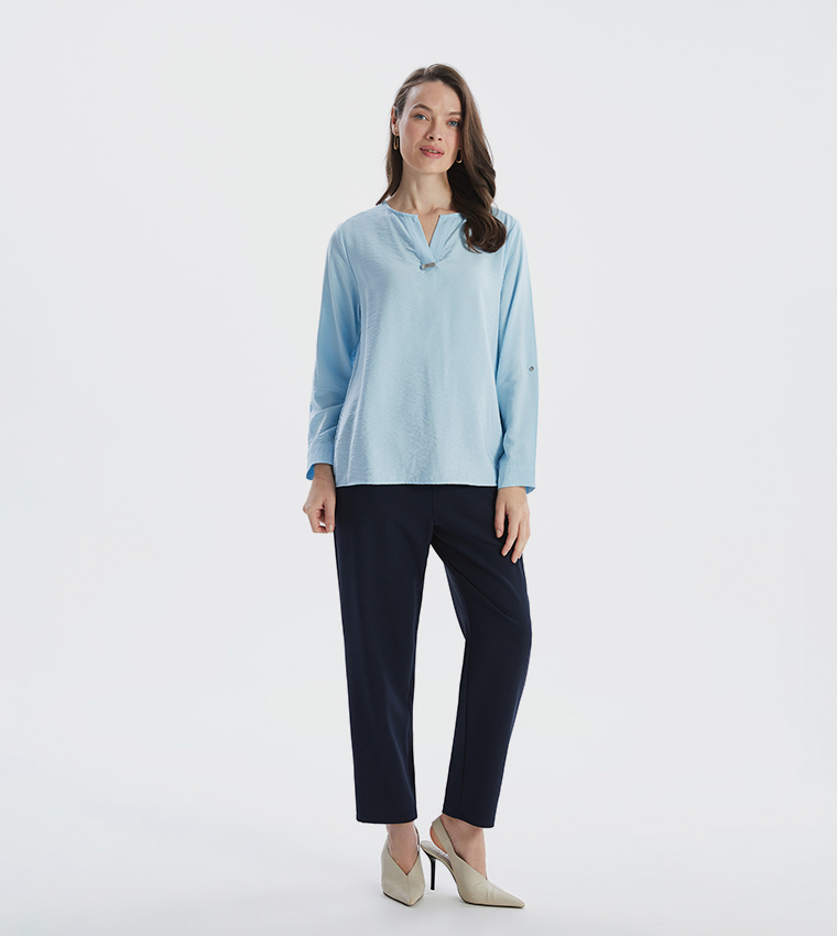 Textured Long Sleeves Top