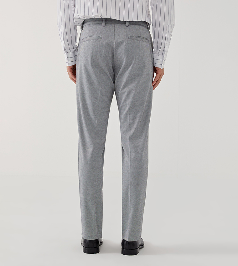 Solid Mid Rise Standard Fit Formal Trousers