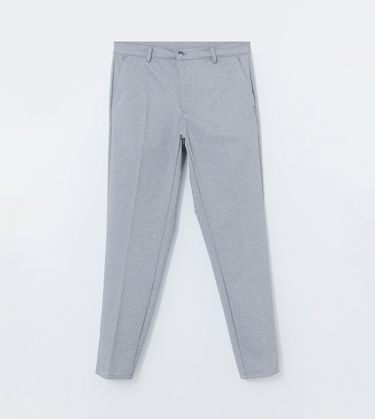 Solid Mid Rise Standard Fit Formal Trousers