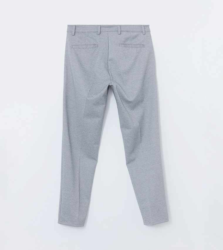 Solid Mid Rise Standard Fit Formal Trousers