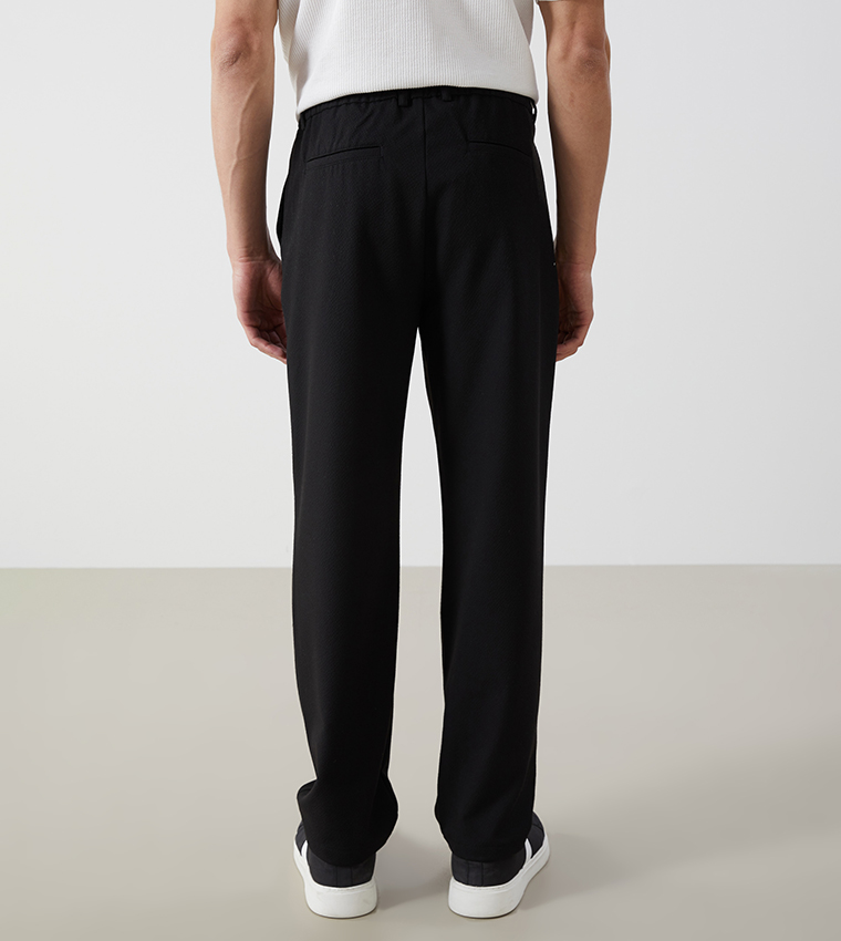 Solid Mid Rise Standard Fit Trousers