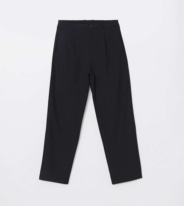 Solid Mid Rise Standard Fit Trousers