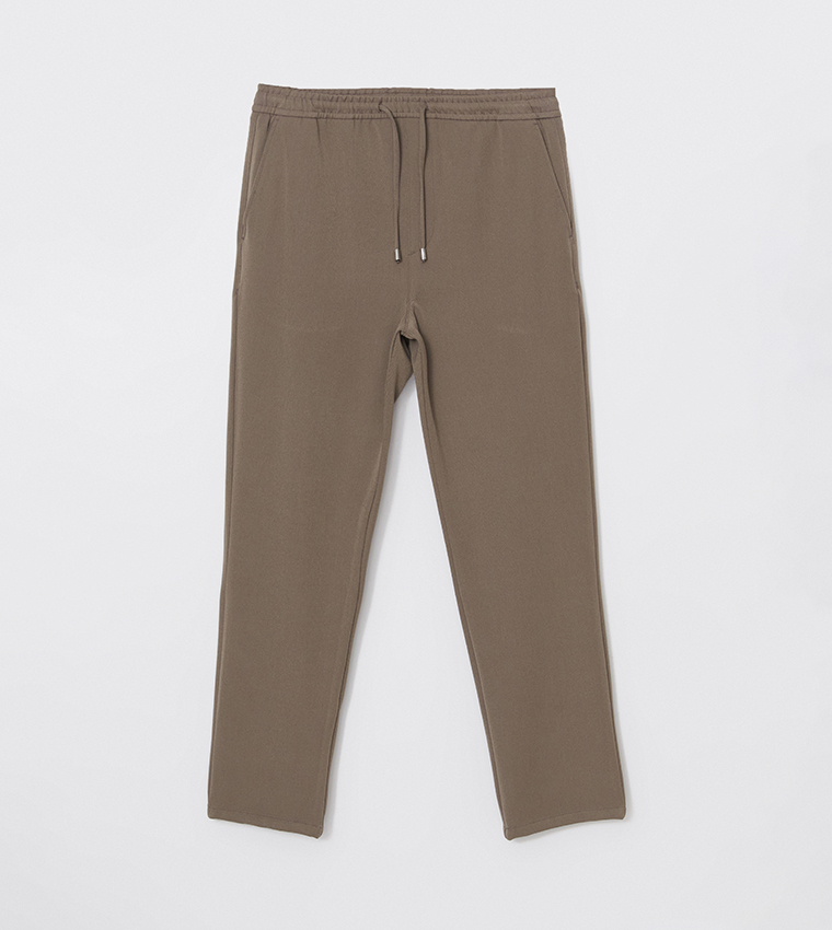 Drawstring Waist Regular Fit Trousers
