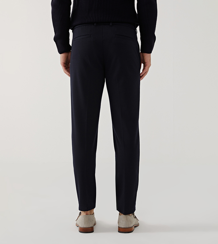 Solid Mid Rise Standard Fit Trousers