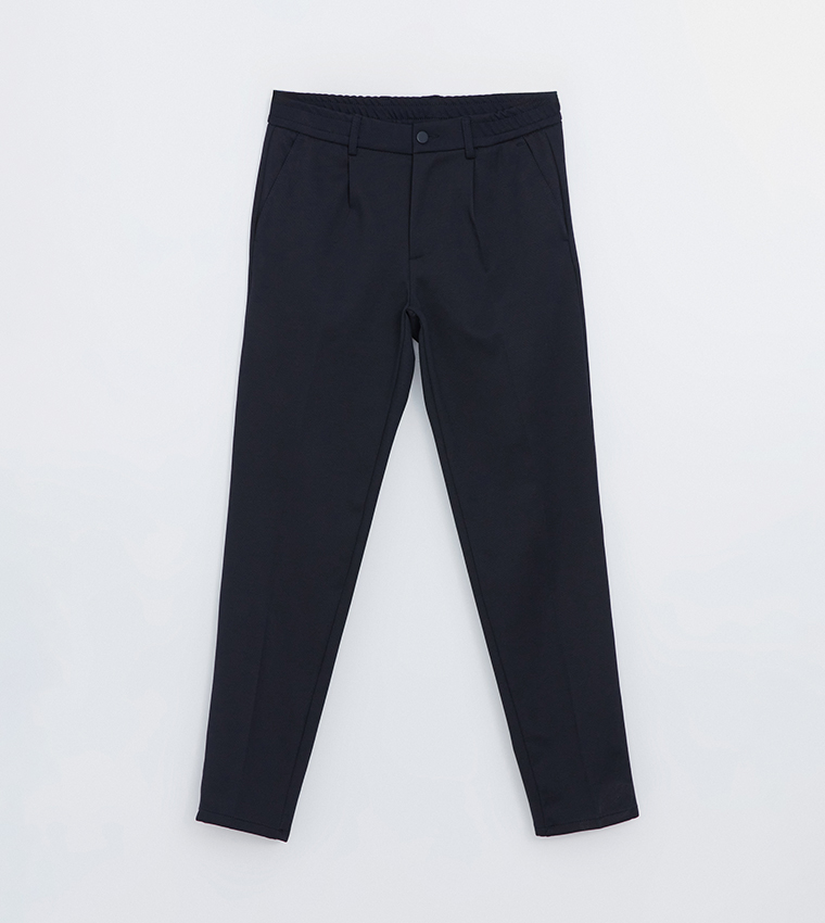 Solid Mid Rise Standard Fit Trousers