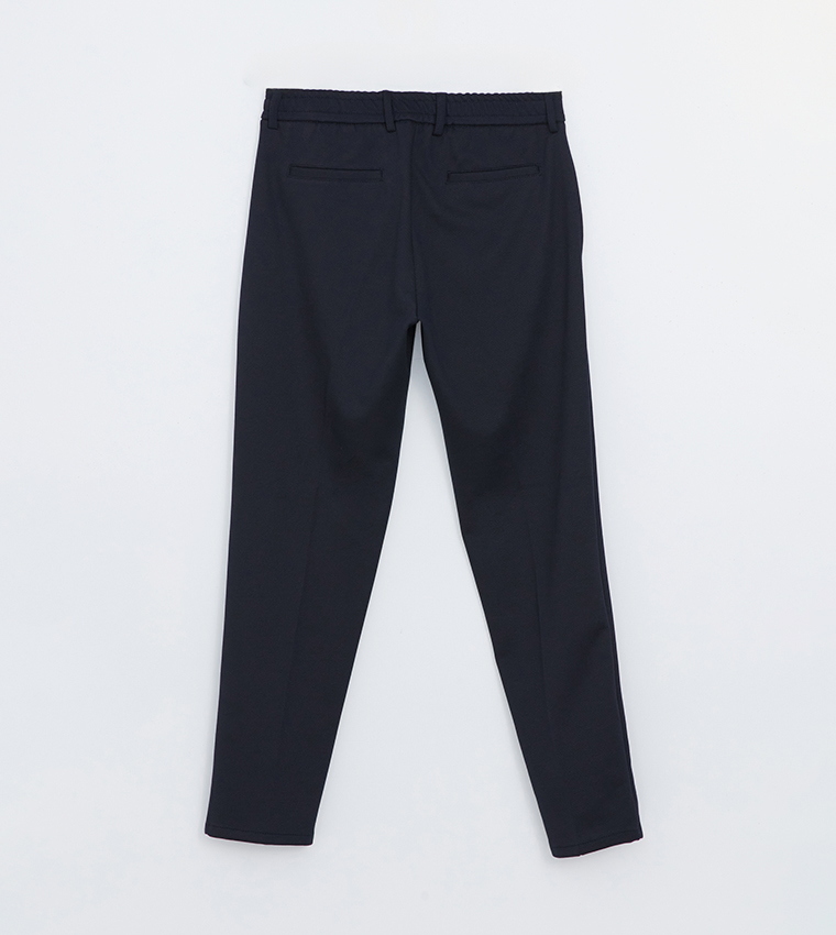 Solid Mid Rise Standard Fit Trousers