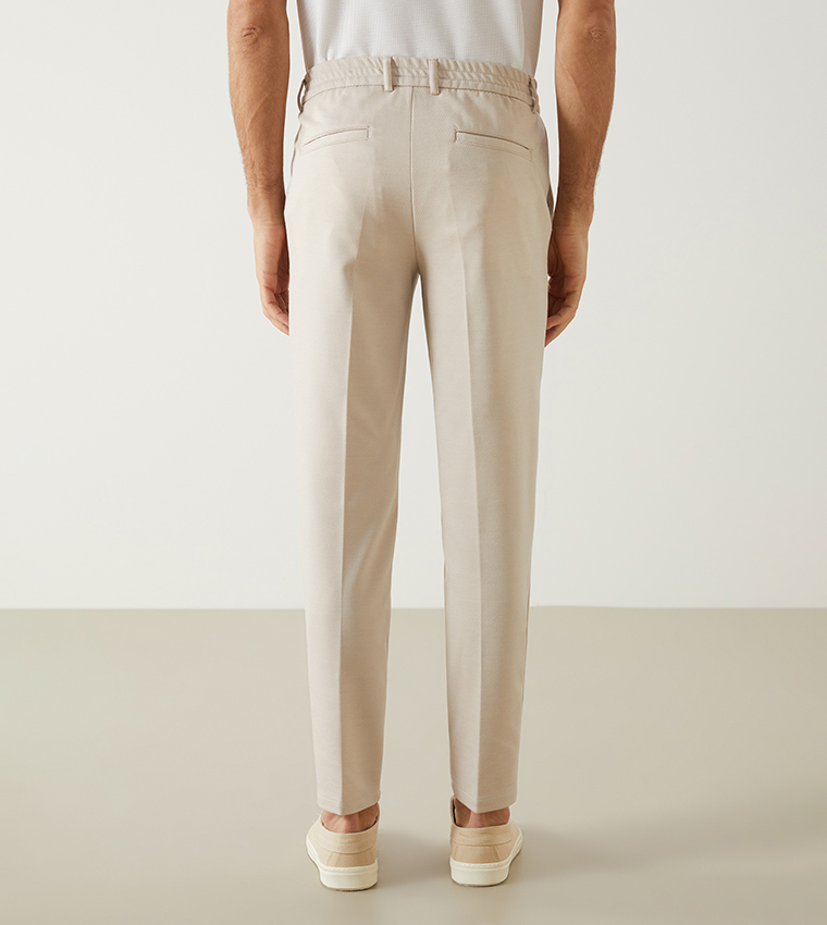 Textured Tapered Fit Trousers