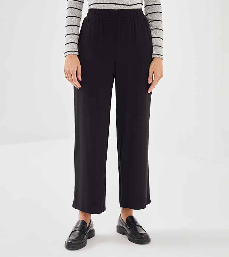 Elastic Waist Straight Fit Pants