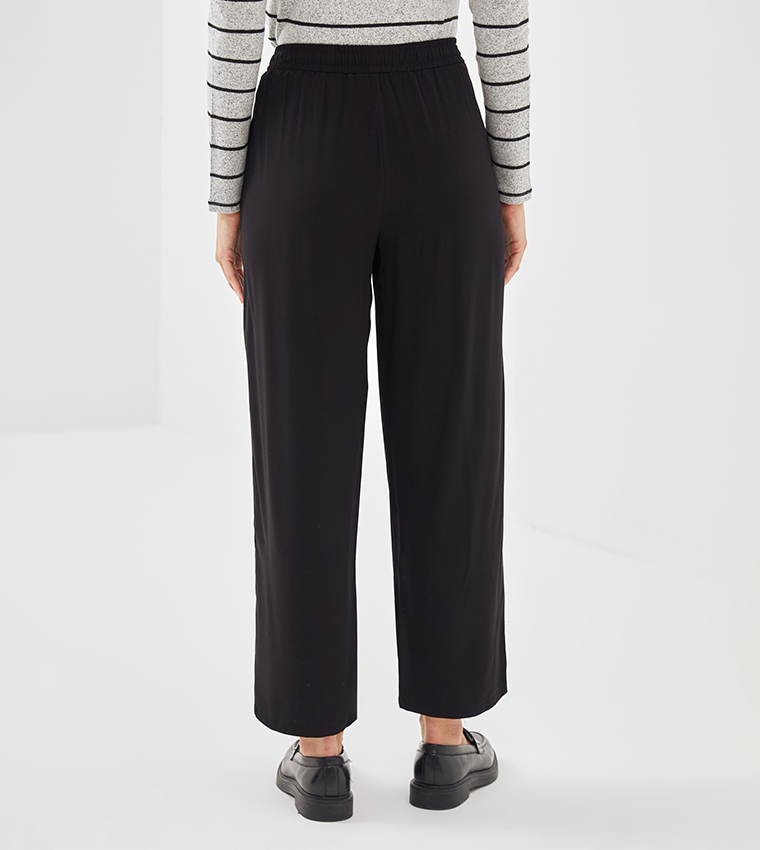 Elastic Waist Straight Fit Pants