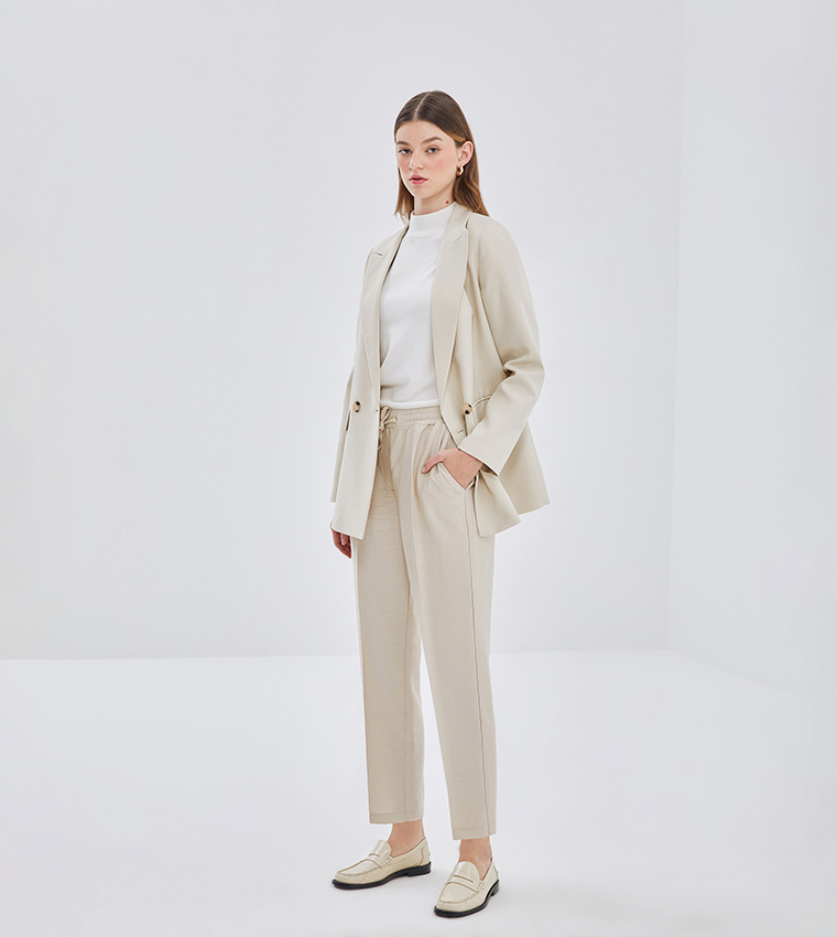Drawstring Waist Carrot Fit Pants