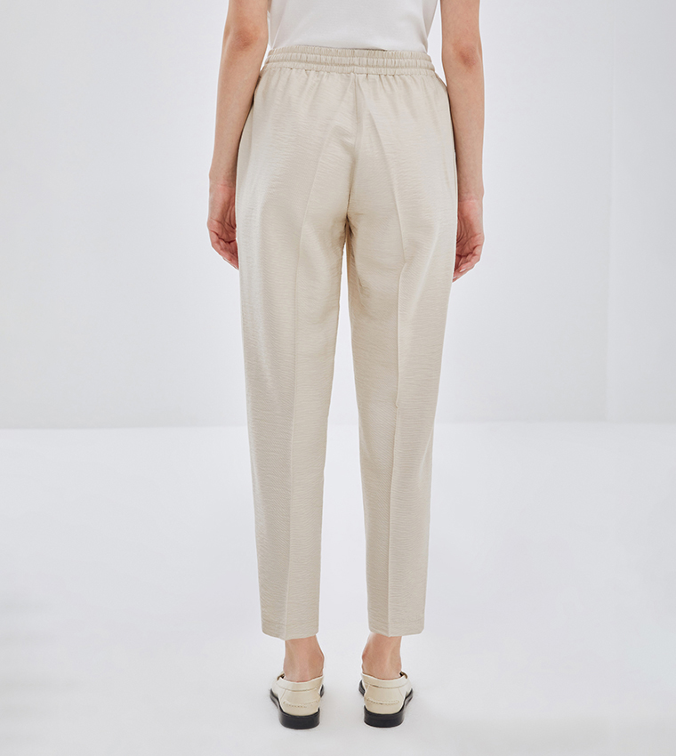 Drawstring Waist Carrot Fit Pants