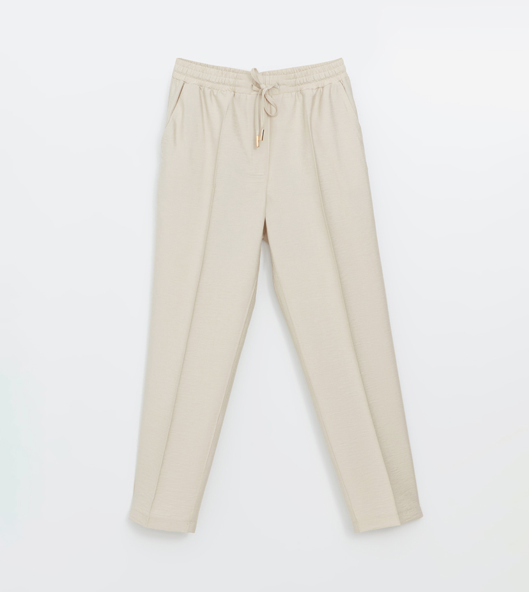 Drawstring Waist Carrot Fit Pants