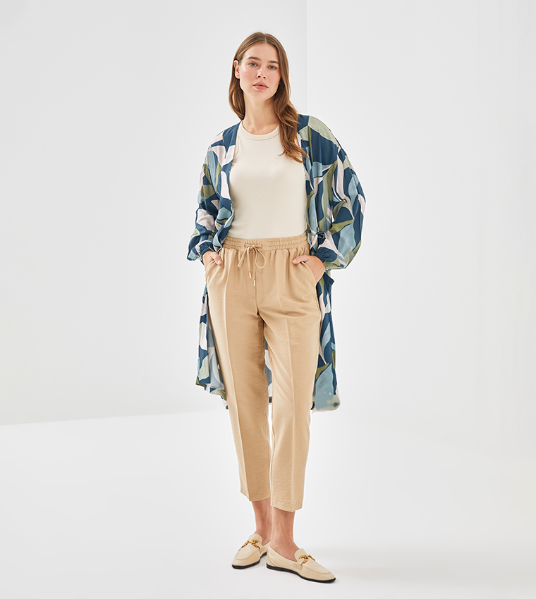 Drawstring Waist Carrot Fit Pants