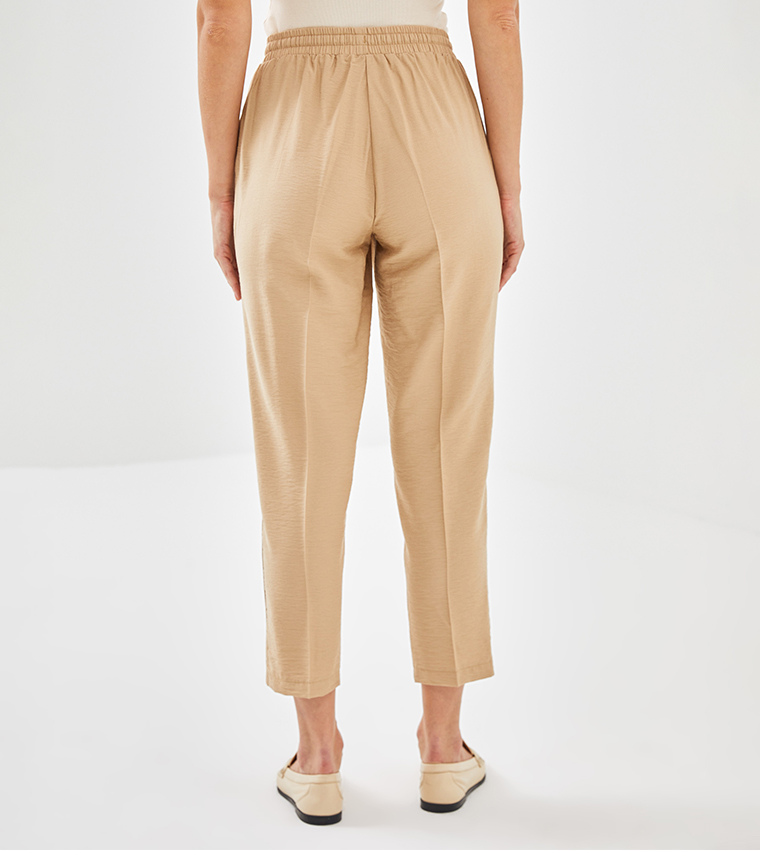 Drawstring Waist Carrot Fit Pants